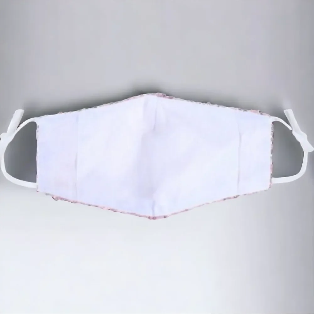 New Dressy Pink Sequin Gauze Face Mask With Filter Pocket